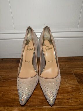 Christian Louboutin Crystal Strass Nude Mesh Pumps | Size 7 | Authentic
